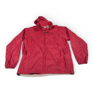 Vintage LL Bean Jacket Adult EXTRA LARGE TALL XLT Red Nylon Zip Hood Outdoor Y2K
